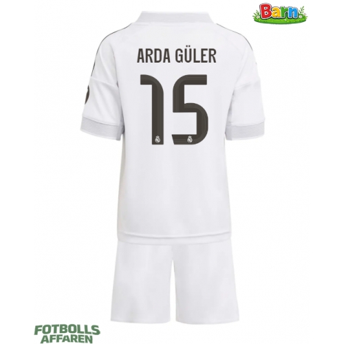 Real Madrid Arda Guler #15 Hemmaställ Barn 2025-26 Kortärmad (+ Korta byxor)